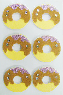 Donut-runde flockige Tieraufkleber, nicht gesponnene kundenspezifische Funkeln-Aufkleber